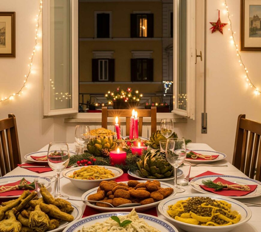 Une table de Noël à Rome